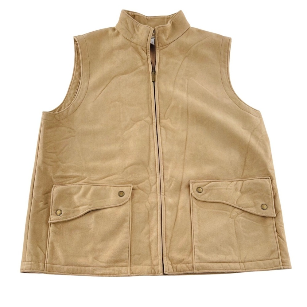 Sleeveless Beige Vest Talbots Size Small Faux Suede Women's Outerwear‎